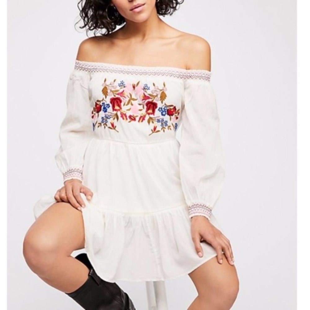 FREE PEOPLE SUN BEAMS MINI DRESS IN WHITE NWT - Picture 5 of 9